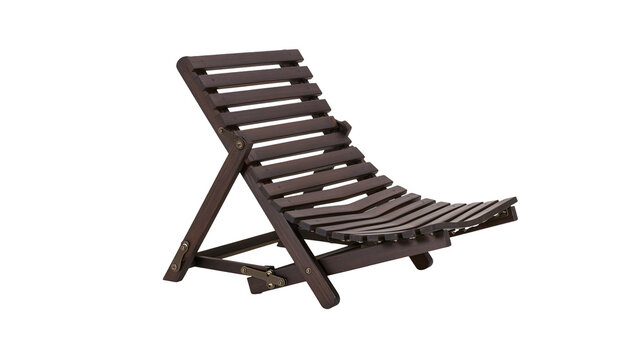 Dark brown wooden slatted lounge chair