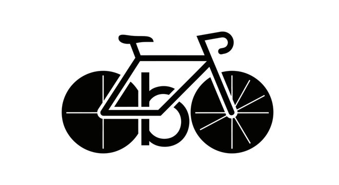 Minimalist bicycle icon with letter b monogram logo design.