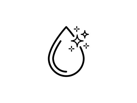 Water droplet with sparkles and plus signs icon