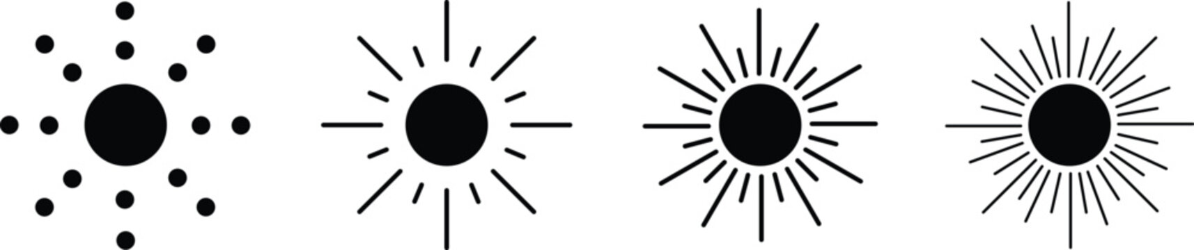 Evolution of radiating patterns from simple to complex dots black white radial symmetry