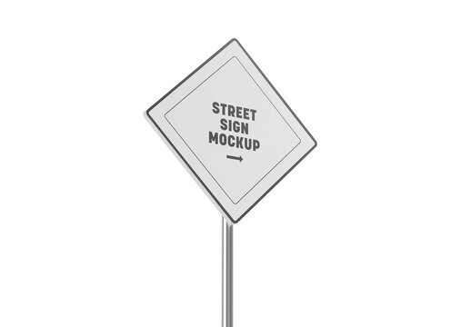 Diamond Sign Street Road Sign Mockup