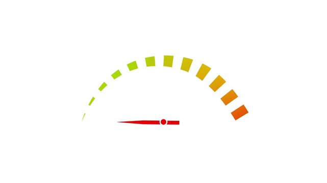 Speedometer icon with left to right race animation.Simple animated motion graphic on white background.
