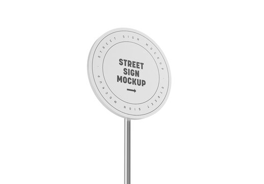 Round Street Road Sign Mockup