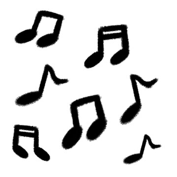 A hand drawn illustration of a musical notation background using crayons in a flat design style.