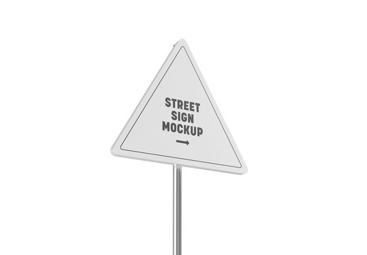 Triangular Street Road Sign Mockup