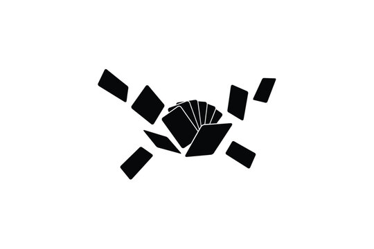 Playing Cards Exploding Silhouette Against White Background