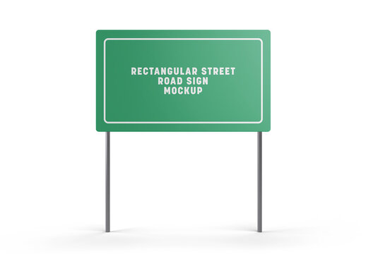 Rectangular Street Road Sign Mockup