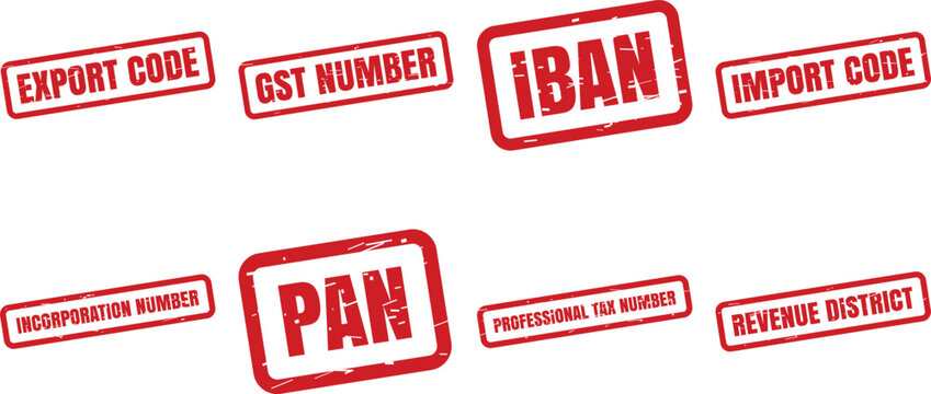Rubber Stamp Designs With Financial Codes Red Vector Illustration