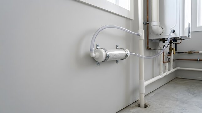 residential condensate neutralizer protecting household plumbing from acidic furnace and boiler condensate discharge