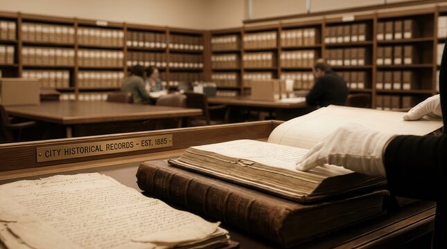 Historical preservation efforts in city archives for valuable documents and records