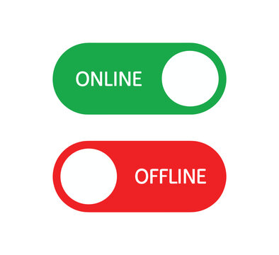 Online and Offline Toggle Switches: A clear visual representation of online and offline status with two distinct toggle switches, one green for online and the other red for offline.