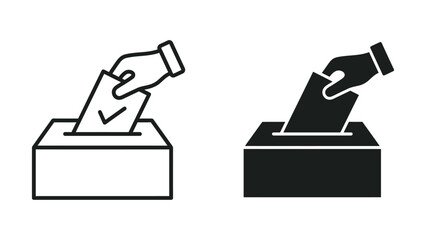 Two hands putting ballot papers into voting boxes in black and white © abdur