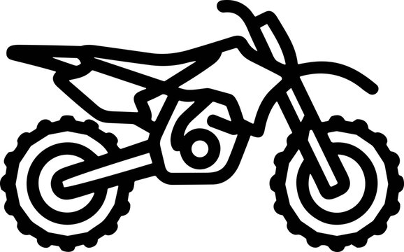 Motorcycle icon, motocross bike outline, sport vehicle vector graphic