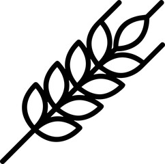 Minimalist wheat stalk icon, black outline on white background, symbol of agriculture, food, and grain. © Mas100aja