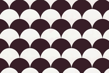 Art Deco Scallop Mermaid Scale Monochrome Pattern. © Veloras