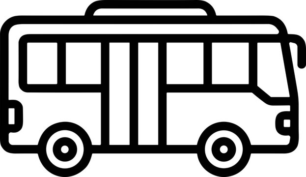 Simple Line Art Icon of a Bus, Vector Illustration