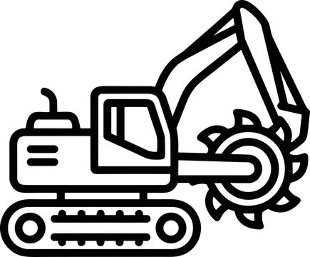 Excavator Ditcher Icon - Construction Equipment Vector Art