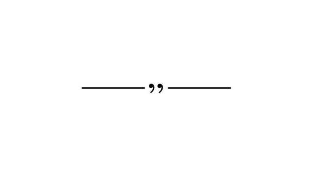 Minimalist quotation mark animation on white background, for editorial and, typography projects quote punctuation