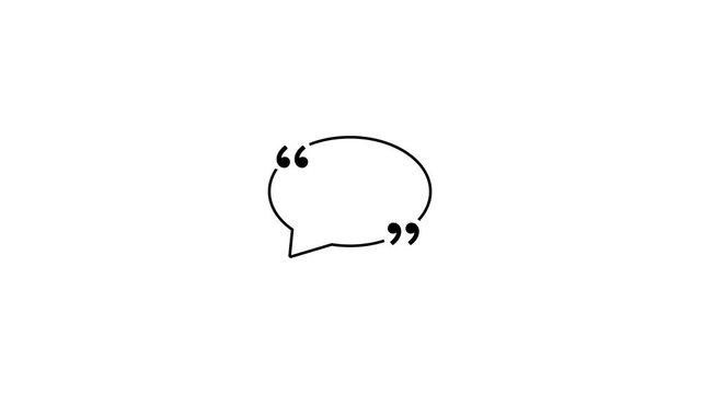 Minimalist speech bubble animation with quotation marks for social media and messaging chat communication