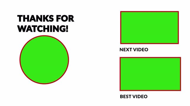 Animated YouTube End Screen Outro Template with Thanks for Watching, Subscribe Button and Next Video Options on Transparent Background  .end Screen animation in 4K with Alpha Channel