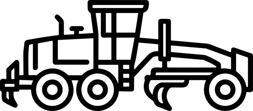 Motor Grader Construction Vehicle Line Art Icon