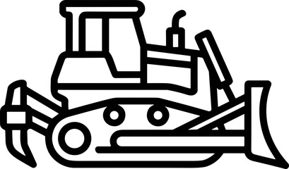 Bulldozer outline icon, heavy construction machinery, industrial equipment vector illustration © rebok