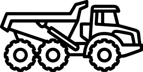 Articulated Dump Truck Outline Icon: Heavy Machinery Vector Graphic © rebok