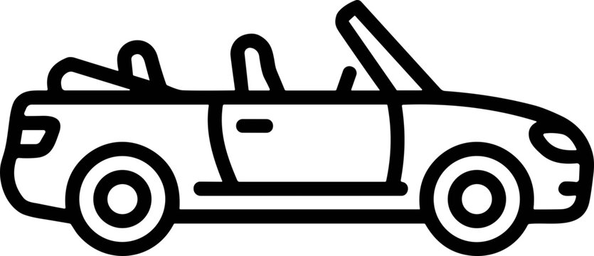 Convertible car outline icon, open top vehicle, sleek auto design