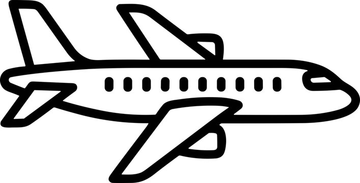 Simple Airplane Icon - Outline Illustration of a Passenger Jet