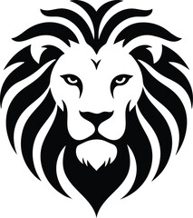 Fototapeta premium Minimalist Black Lion Silhouette Vector Illustration on a Clean White Background