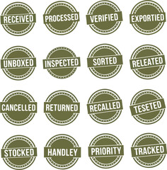 Obraz premium Vintage rubber stamp icons in 4x4 grid pattern