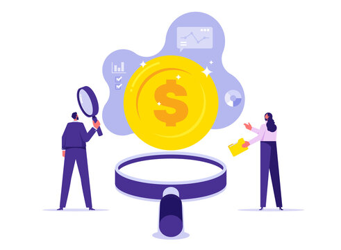 Financial management or financial analyzing concept, businessman and woman analyzing the dollar, financial Wealth. Company sheet or company profit. Investment professional or financial literacy