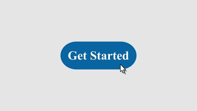 Animated mouse cursor clicking a blue Get Started button, ideal for UI/UX design presentations, SaaS onboarding, and digital marketing concepts.
