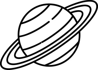 Saturn planet icon, outline drawing, ringed celestial body, cosmic, simple vector illustration © Marwah