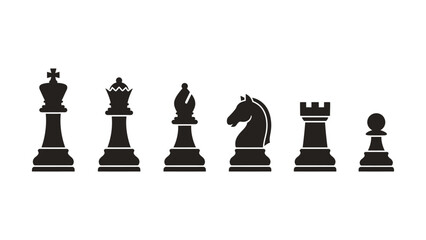 Chess pieces arranged in a row on a white background © abdur