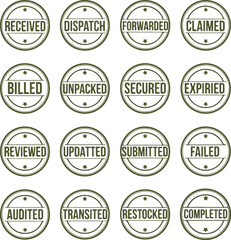 Obraz premium Vintage rubber stamp icons in 4x4 grid