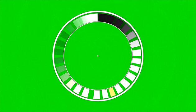 Circular progress bar with gradient segments showing color spectrum from white to black and green to yellow on a vibrant green background
