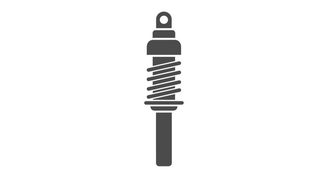 A grey icon of a mechanical shock absorber isolated on a white background