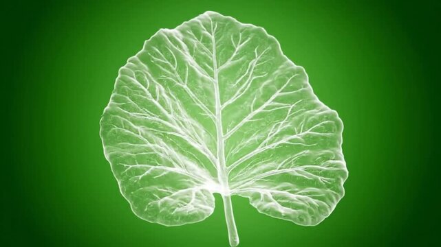 Glowing Leaf Veins On Green Background