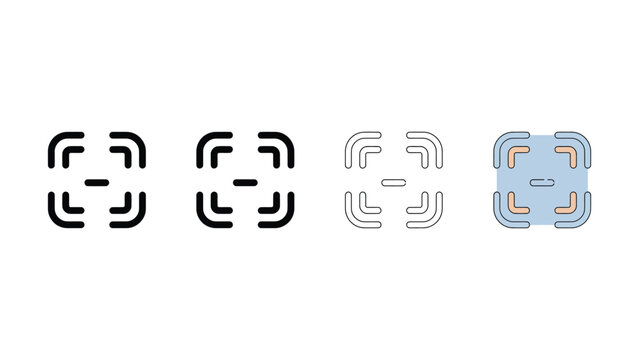 Four qr code symbols in black white and blue on white background  no text