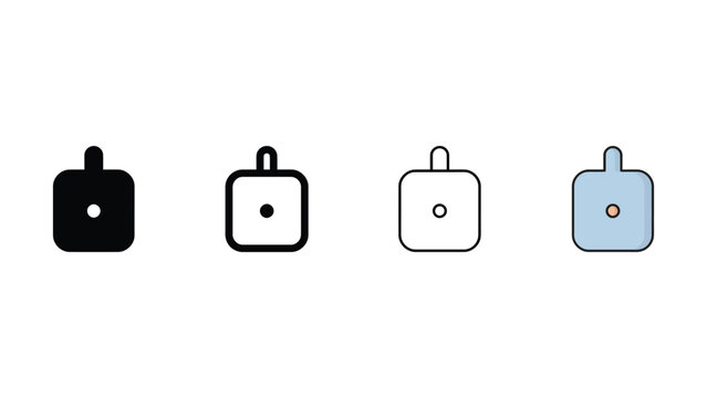 Four square icons with holes and tabs on a white transparent background  simple design elements for digital use