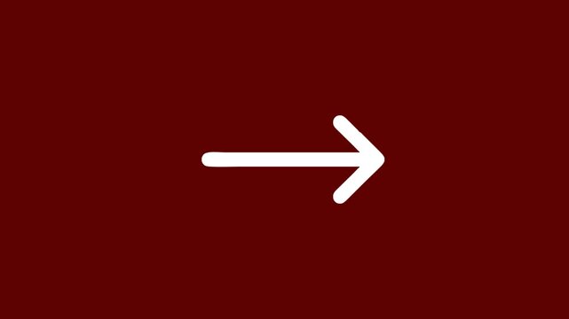 Minimalist white right arrow pulsing on dark red background, for user interface, direction navigation pointer