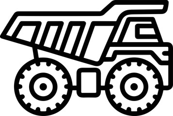 Heavy Duty Dump Truck Icon, Mining Vehicle Line Art © Akun