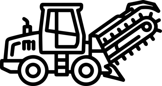 Trenching Machine Icon: Construction Equipment for Excavation and Digging Work
