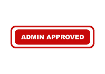 Fototapeta premium Red admin approved rectangular button label icon with white text for website interface and system notification design isolated on transparent background