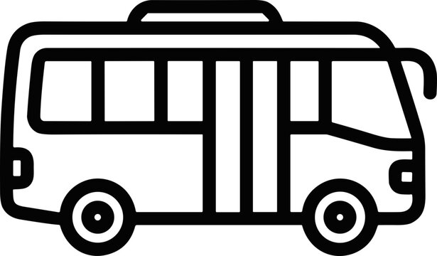 Modern bus icon, simple line art, transportation symbol, vehicle outline, travel concept