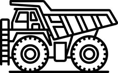 Heavy Duty Mining Dump Truck Icon, Industrial Vehicle Outline © Re