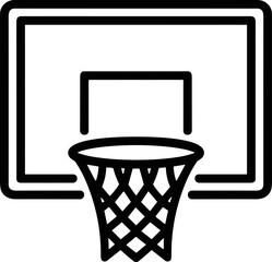 Basketball hoop icon, sport equipment, simple line art illustration © Re