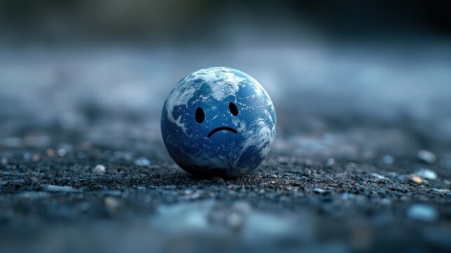 Sad earth globe environmental concerns