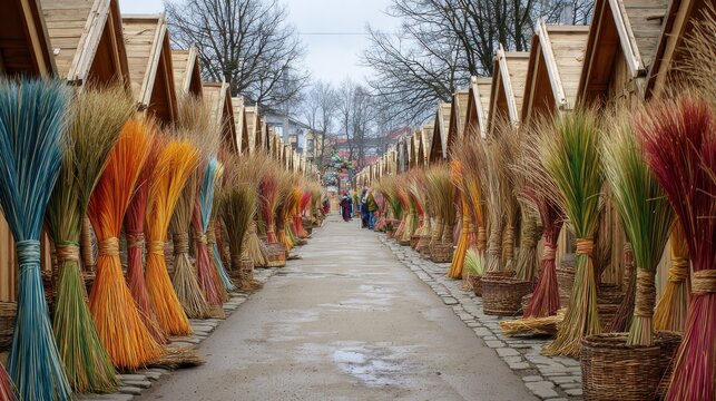 Kaziukas Easter market in Vilnius features traditional Lithuanian Easter palms known as verbos, part of the Lithuanian capital's annual crafts fair held every March in Old Town